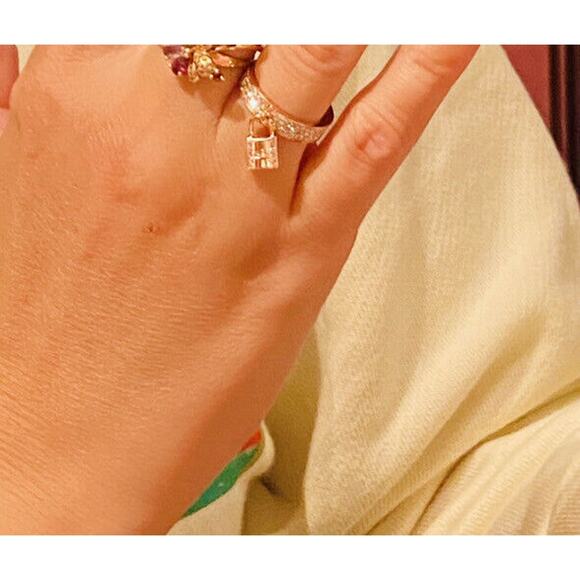 Hermes Kelly Clochette Ring Lock Medium Model Rose Gold 18K Diamonds Siz 54 Rare - Picture 10 of 13